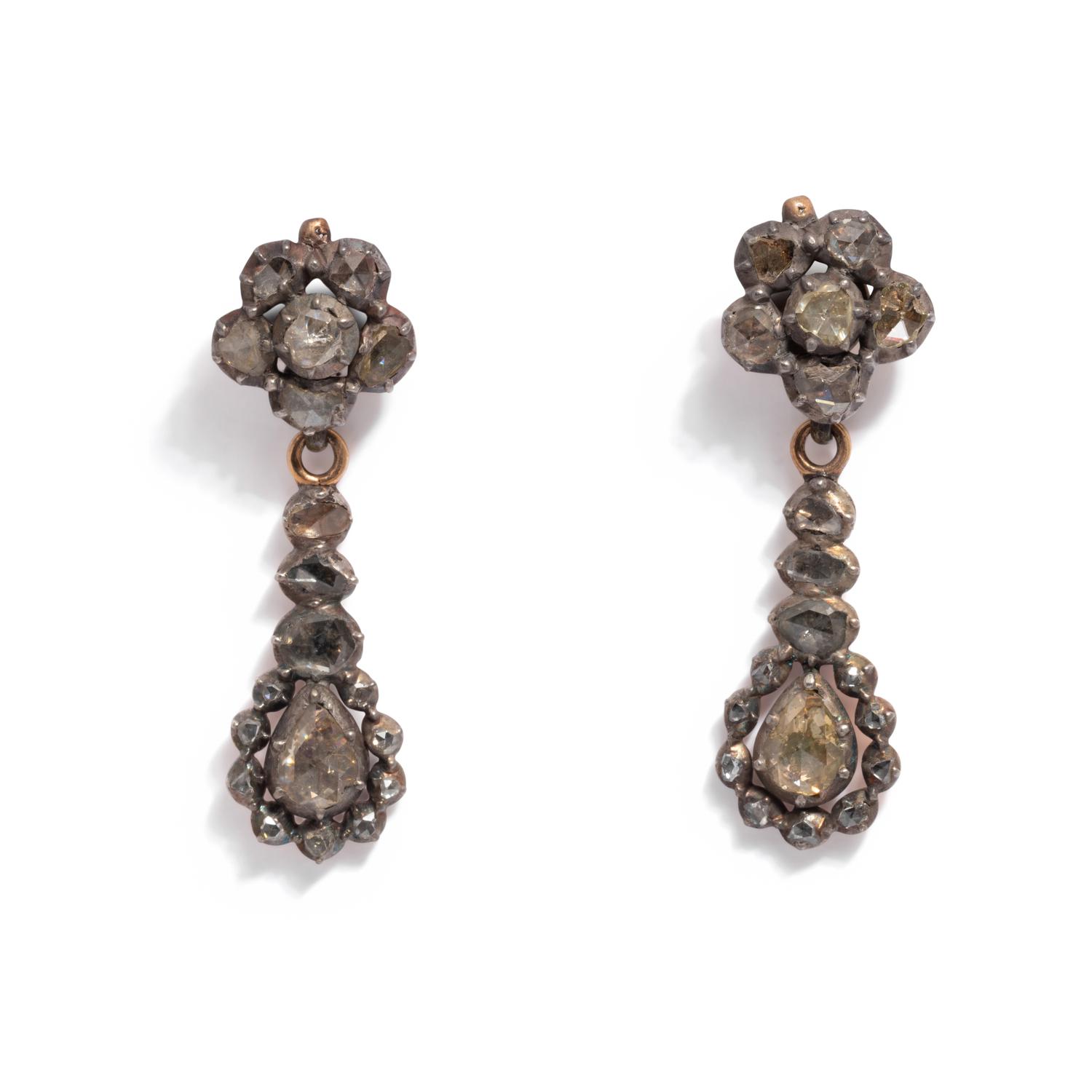 GEORGIAN, ROSE CUT DIAMOND EARRINGS