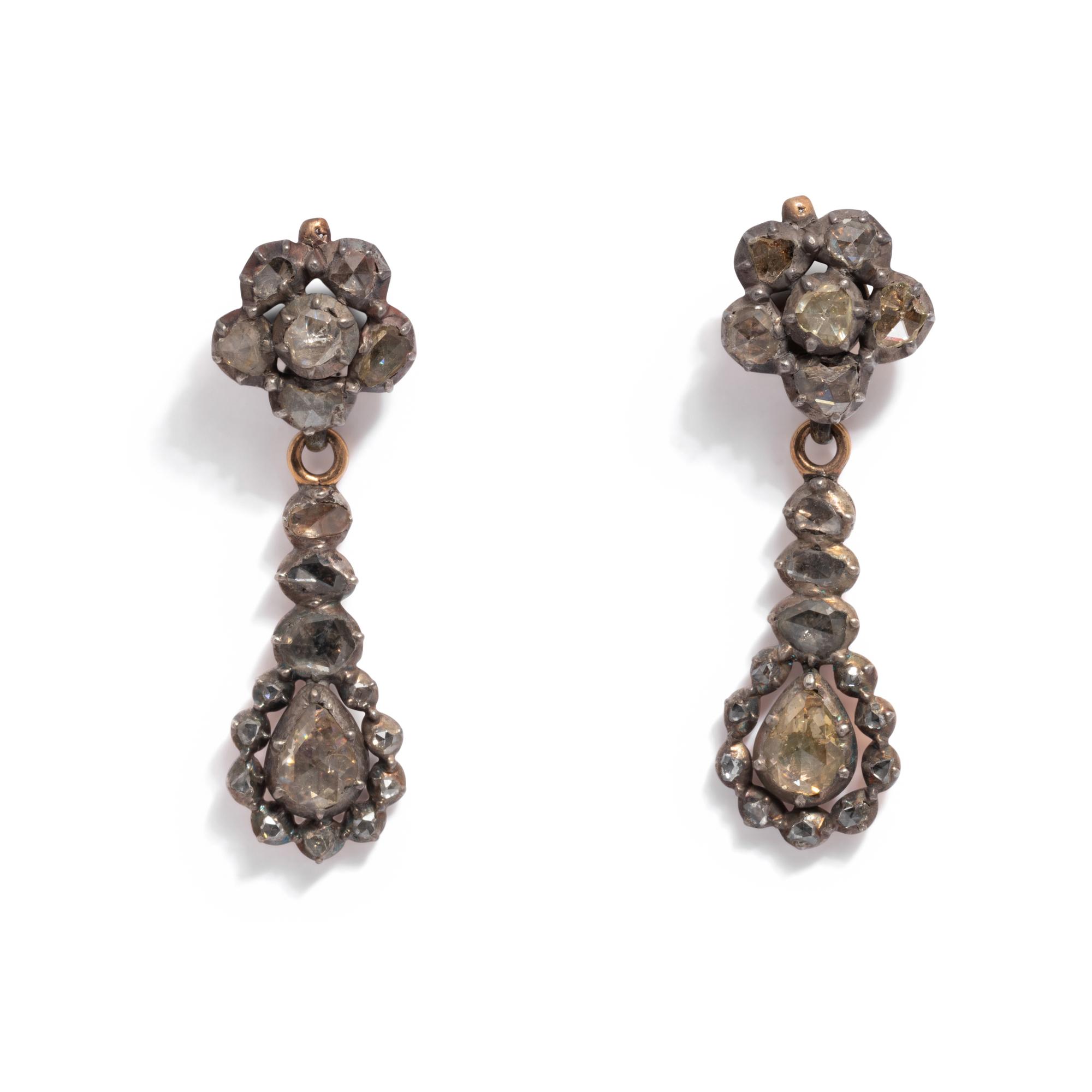 GEORGIAN, ROSE CUT DIAMOND EARRINGS