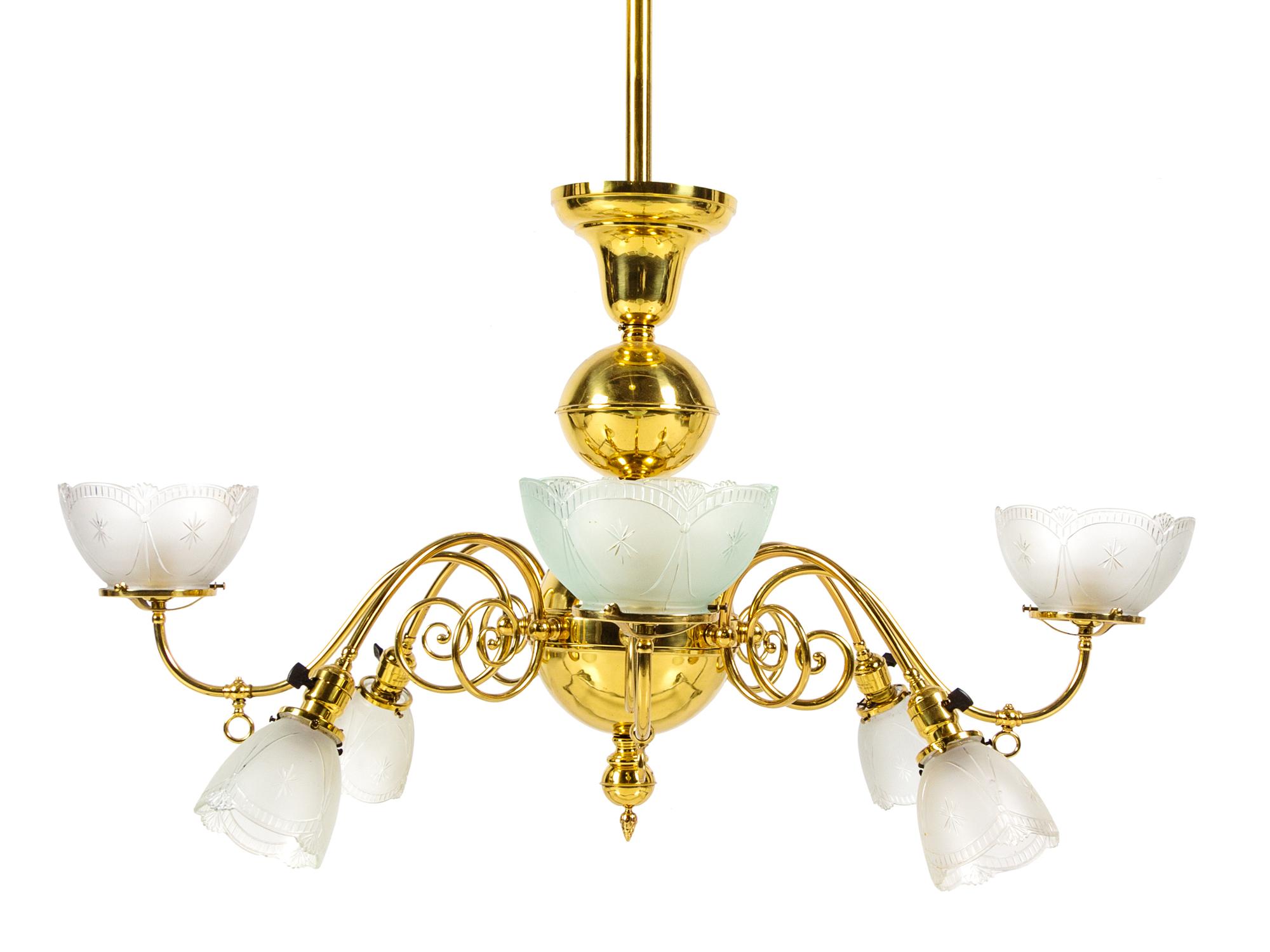 A Victorian Style Brass Chandelier