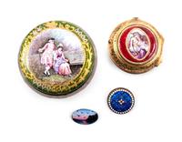 Four Continental Enamel Decorated Table Articles