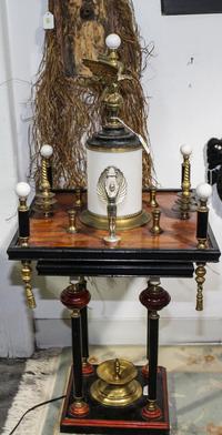 A Steampunk Assembled Lamp. Height 36 overall.