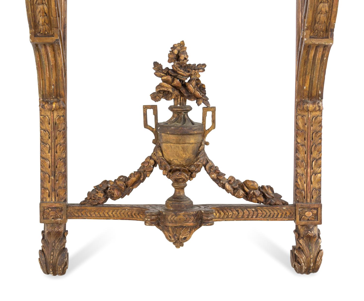 A Continental Giltwood Mirror and Associated Marble-Top Console Table