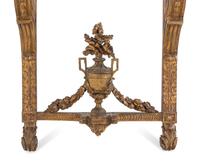 A Continental Giltwood Mirror and Associated Marble-Top Console Table