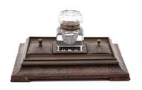 A French Cut Brass and Tortoiseshell Standish