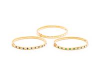SCHLUGER, YELLOW GOLD, DIAMOND AND GEMSTONE BANGLE SET