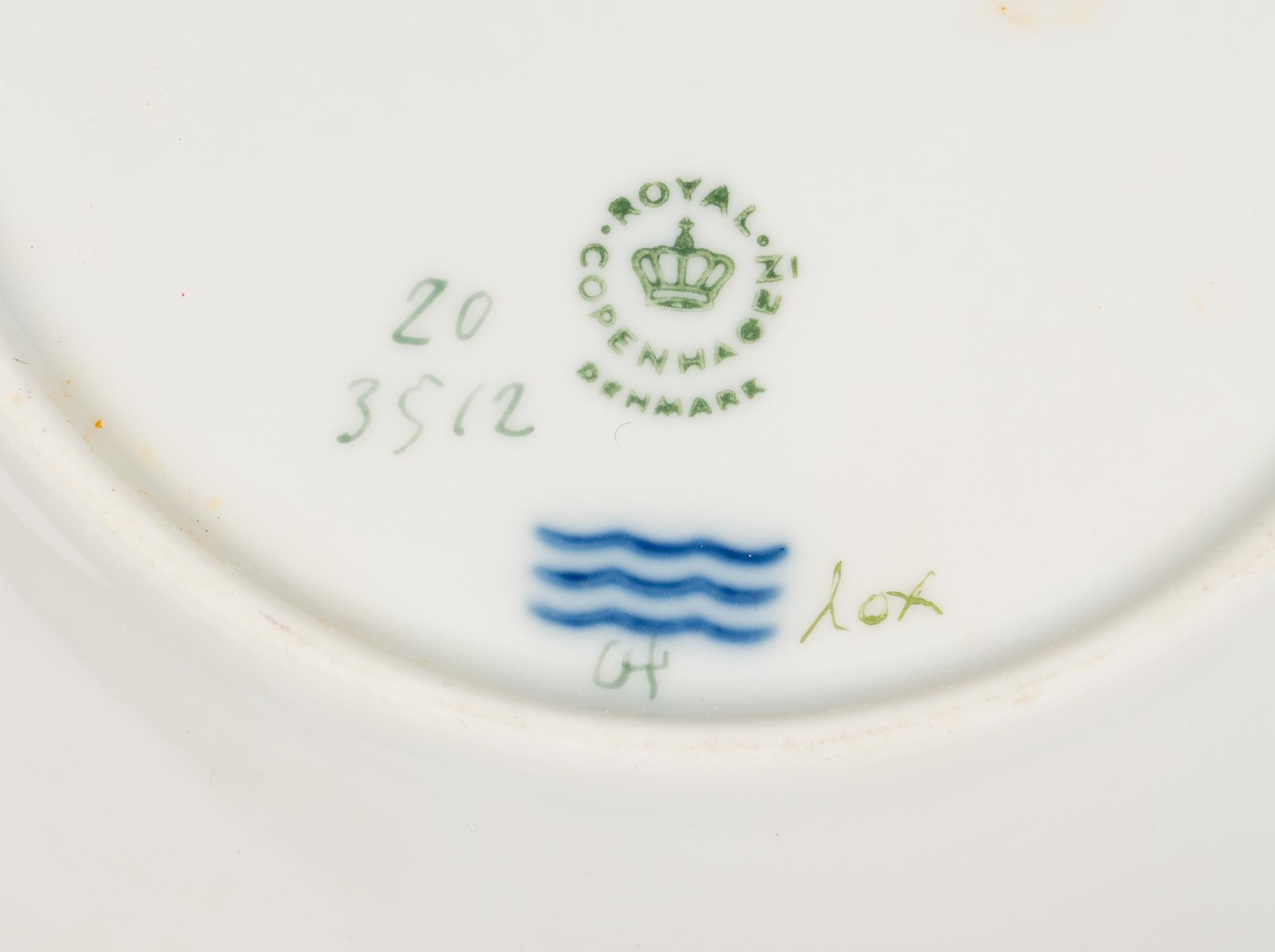 A Set of Eight Royal Copenhagen Flora Danica Porcelain Coffee Cups and Saucers