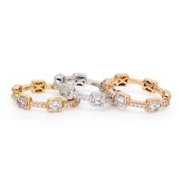 Set of Three Diamond and Gold Stacking Rings