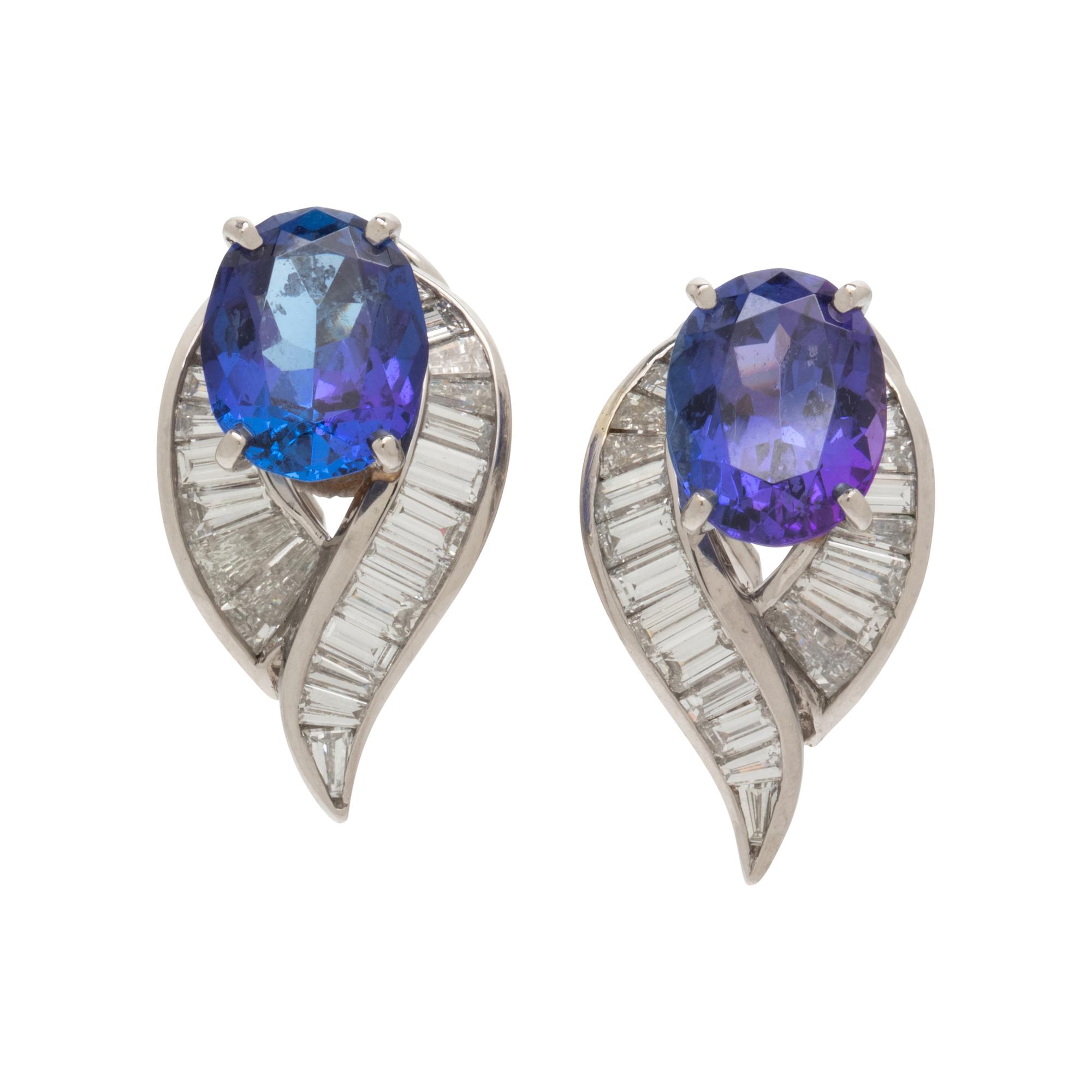 PLATINUM, TANZANITE, AND DIAMOND EARRINGS