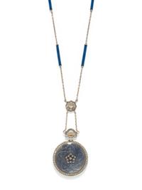 TIFFANY & CO., EDWARDIAN, DIAMOND AND ENAMEL WATCH PENDANT