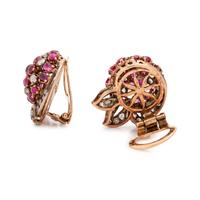 RUBY AND DIAMOND EARCLIPS