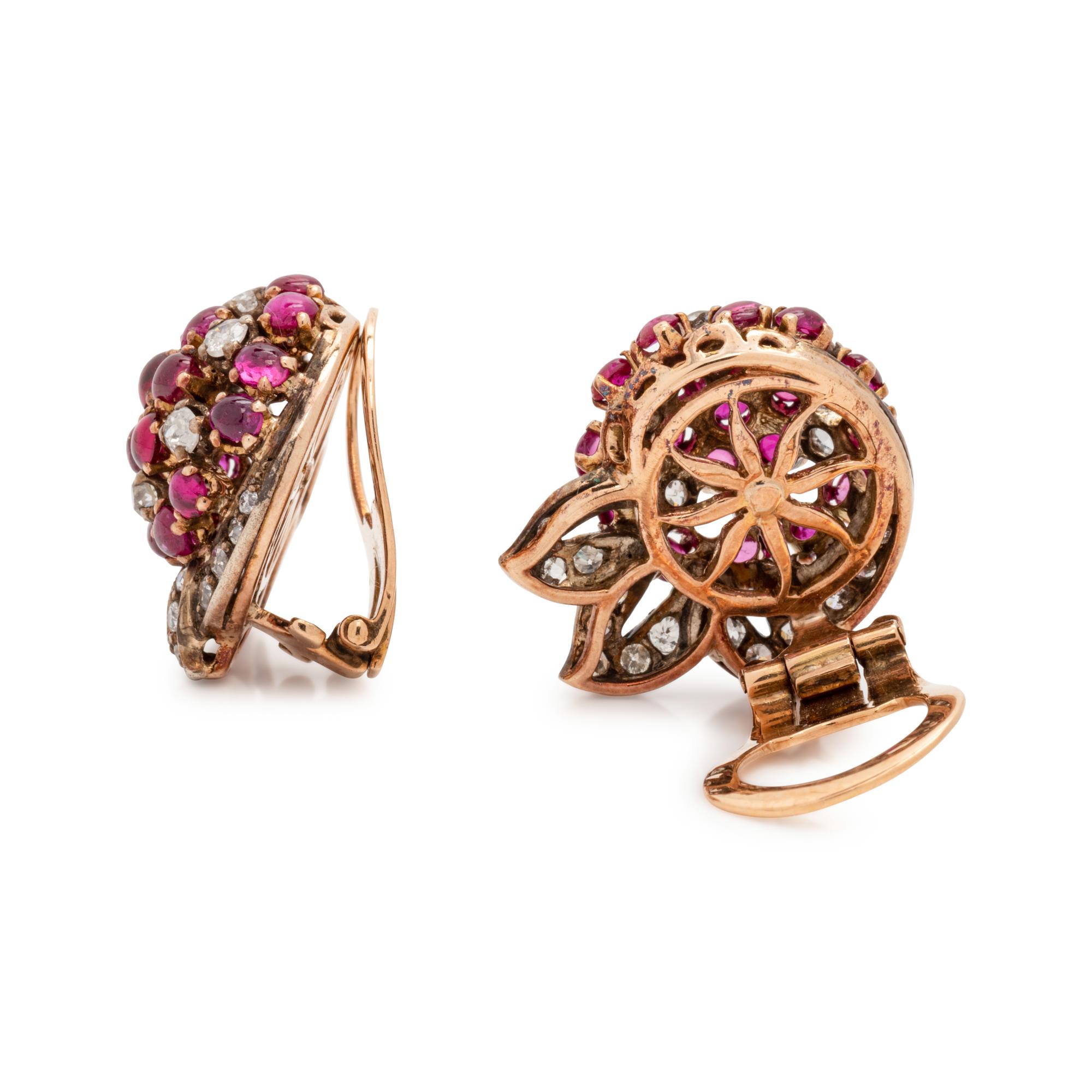 RUBY AND DIAMOND EARCLIPS