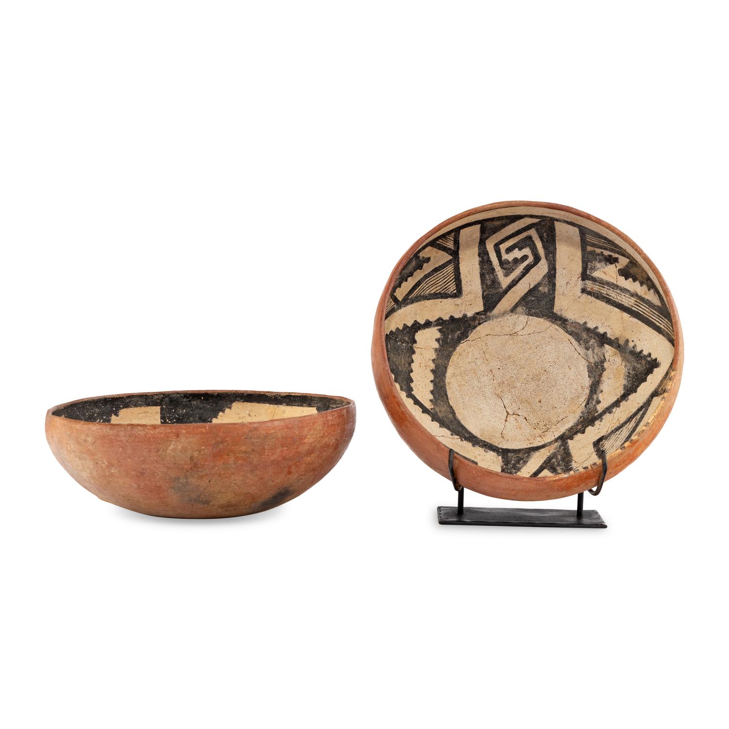 Ancestral Pueblo, Gila Black-on-White Pottery Bowls