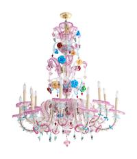 A Murano Colored Glass Twelve-Light Chandelier