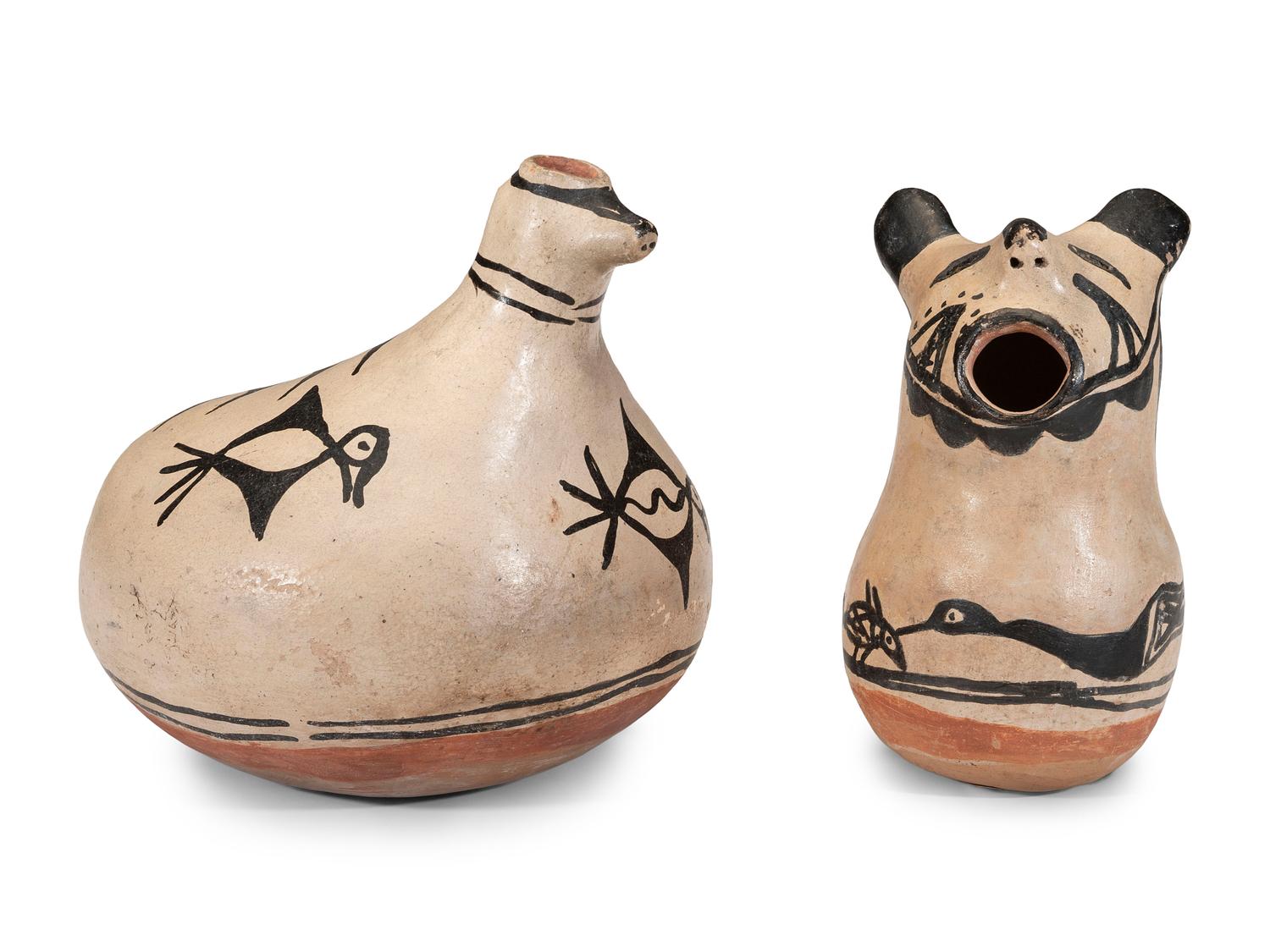 Cochiti Figural Pottery Canteens