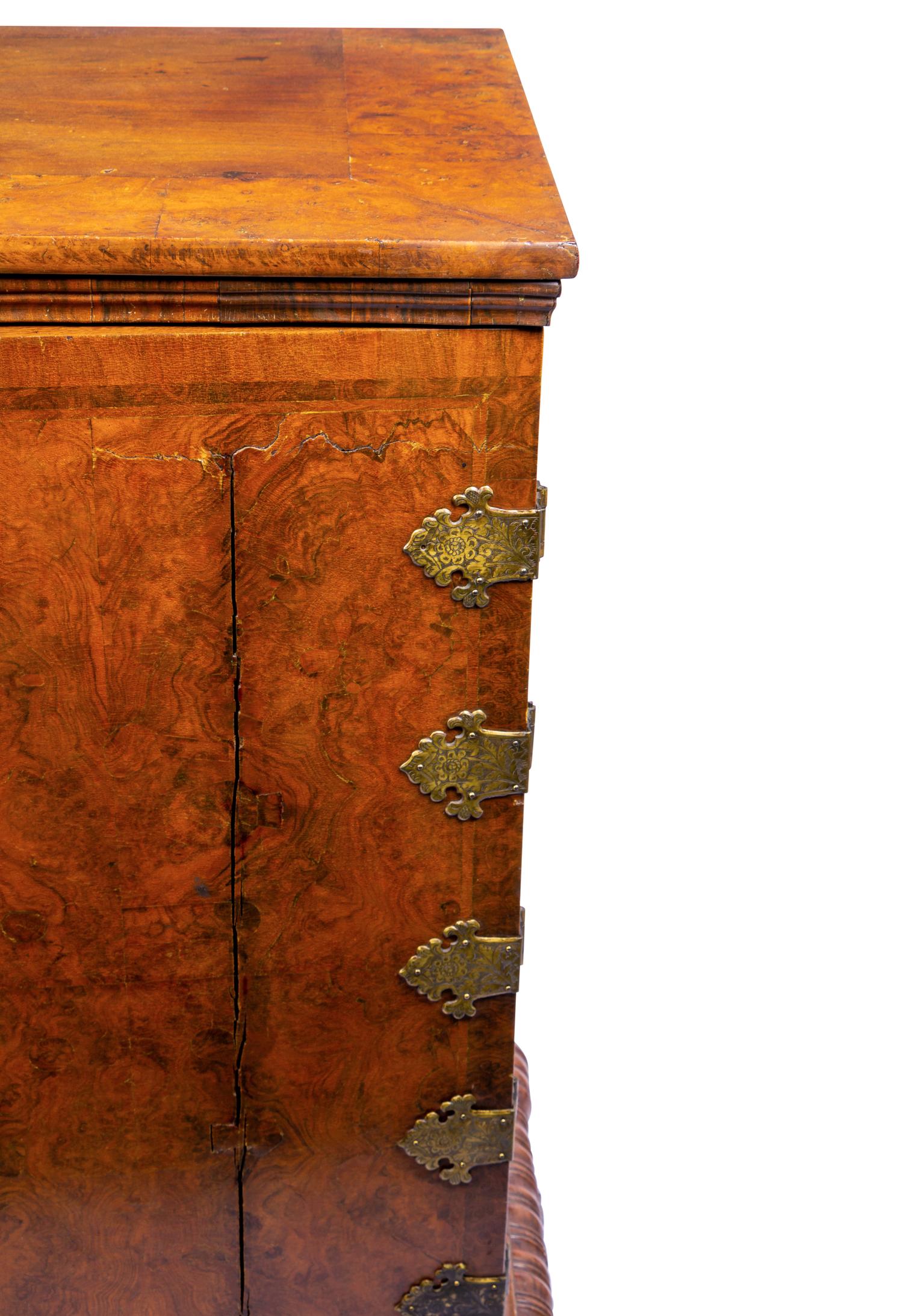 An English Burl Walnut Chest of Drawers