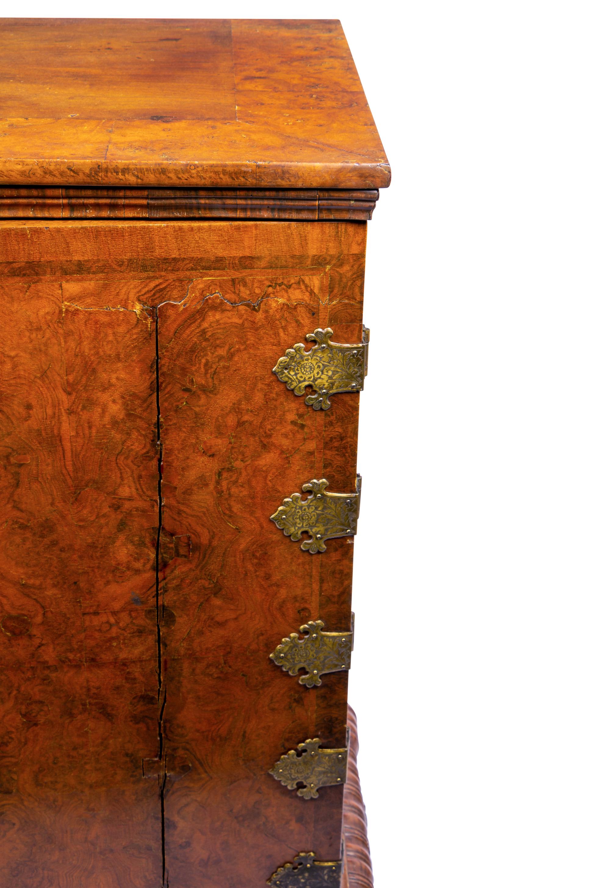 An English Burl Walnut Chest of Drawers