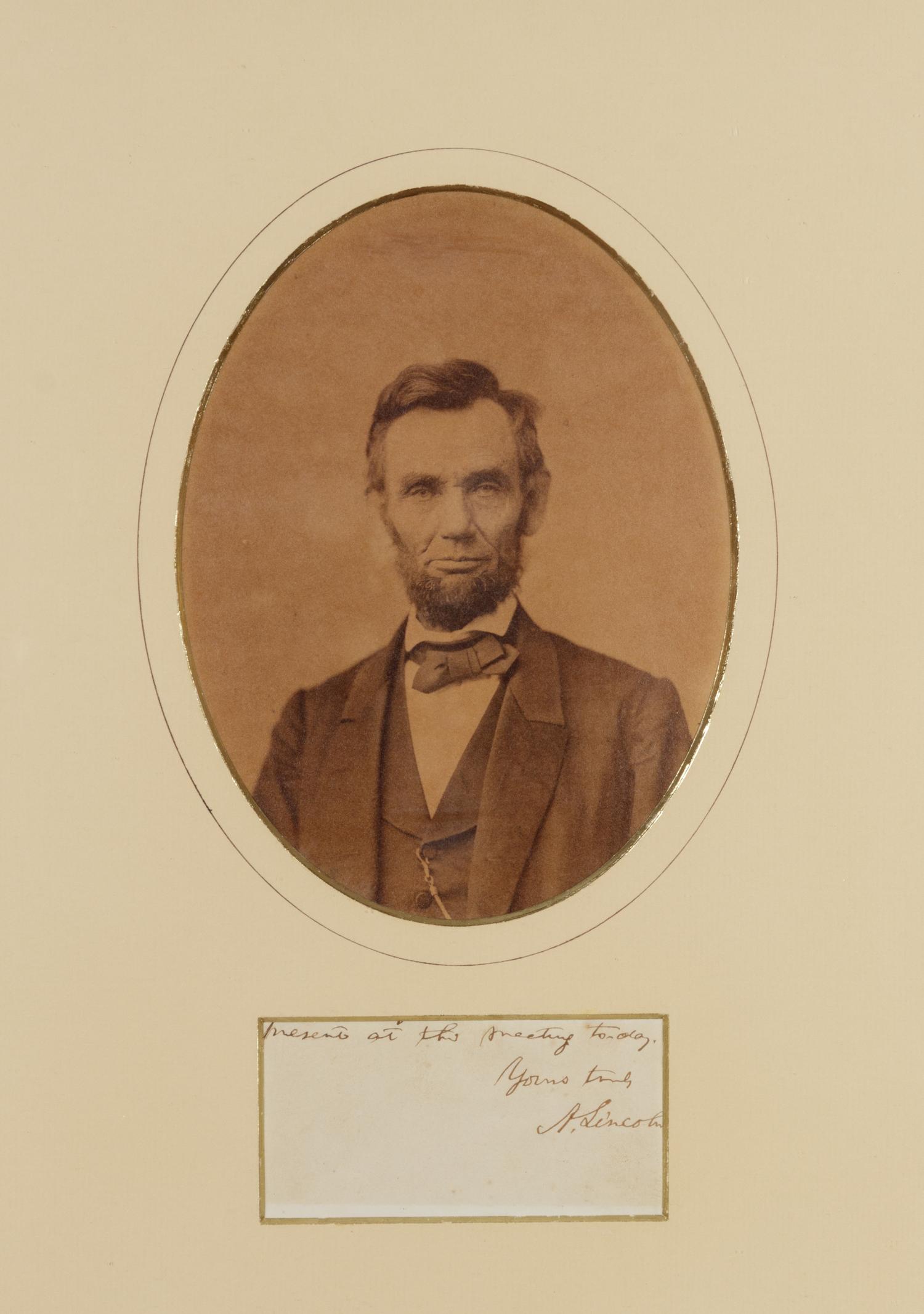 LINCOLN, Abraham (1809-1865). Signaure “A. Lincoln” cut from a letter closing. N.d.