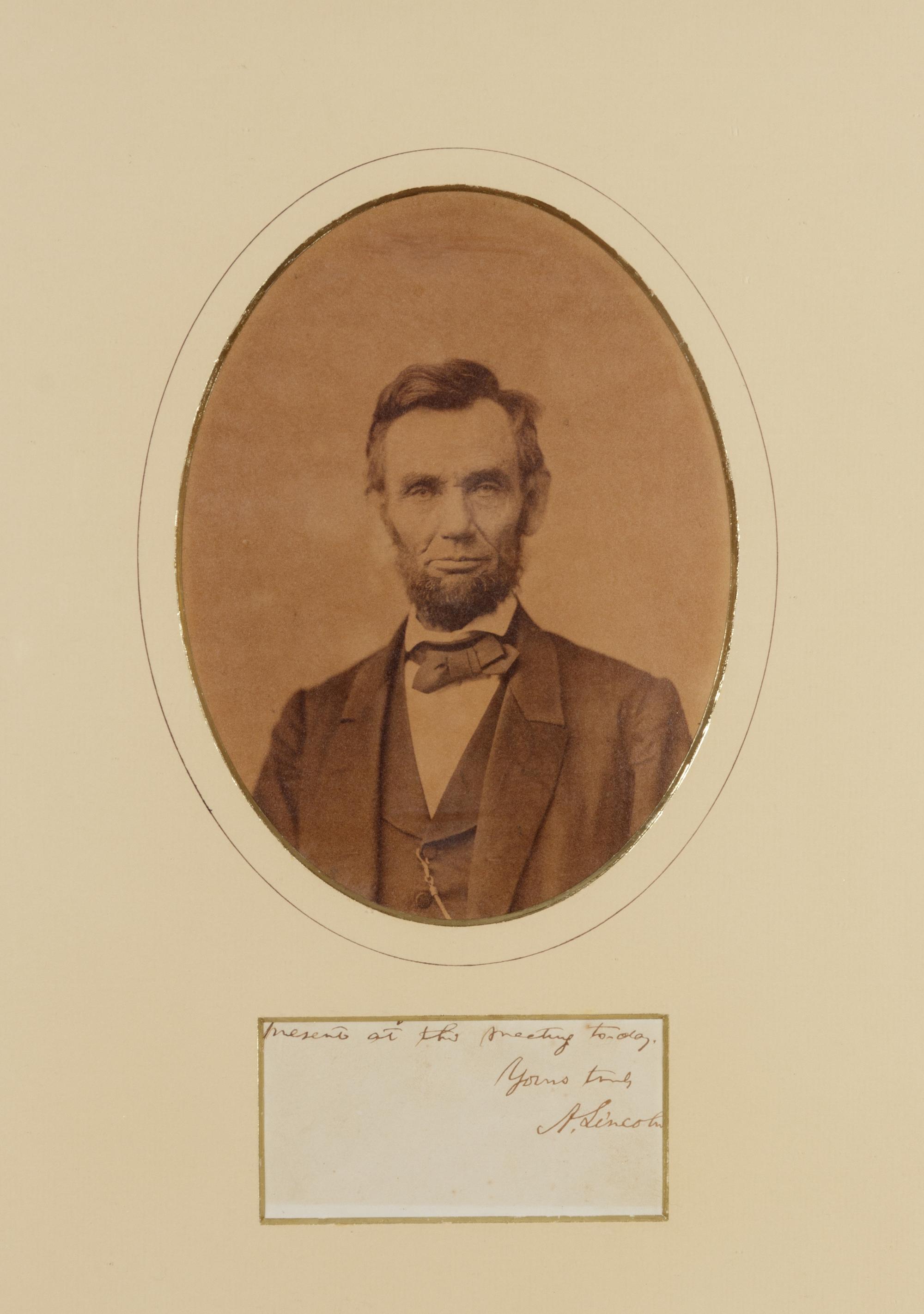 LINCOLN, Abraham (1809-1865). Signaure “A. Lincoln” cut from a letter closing. N.d.