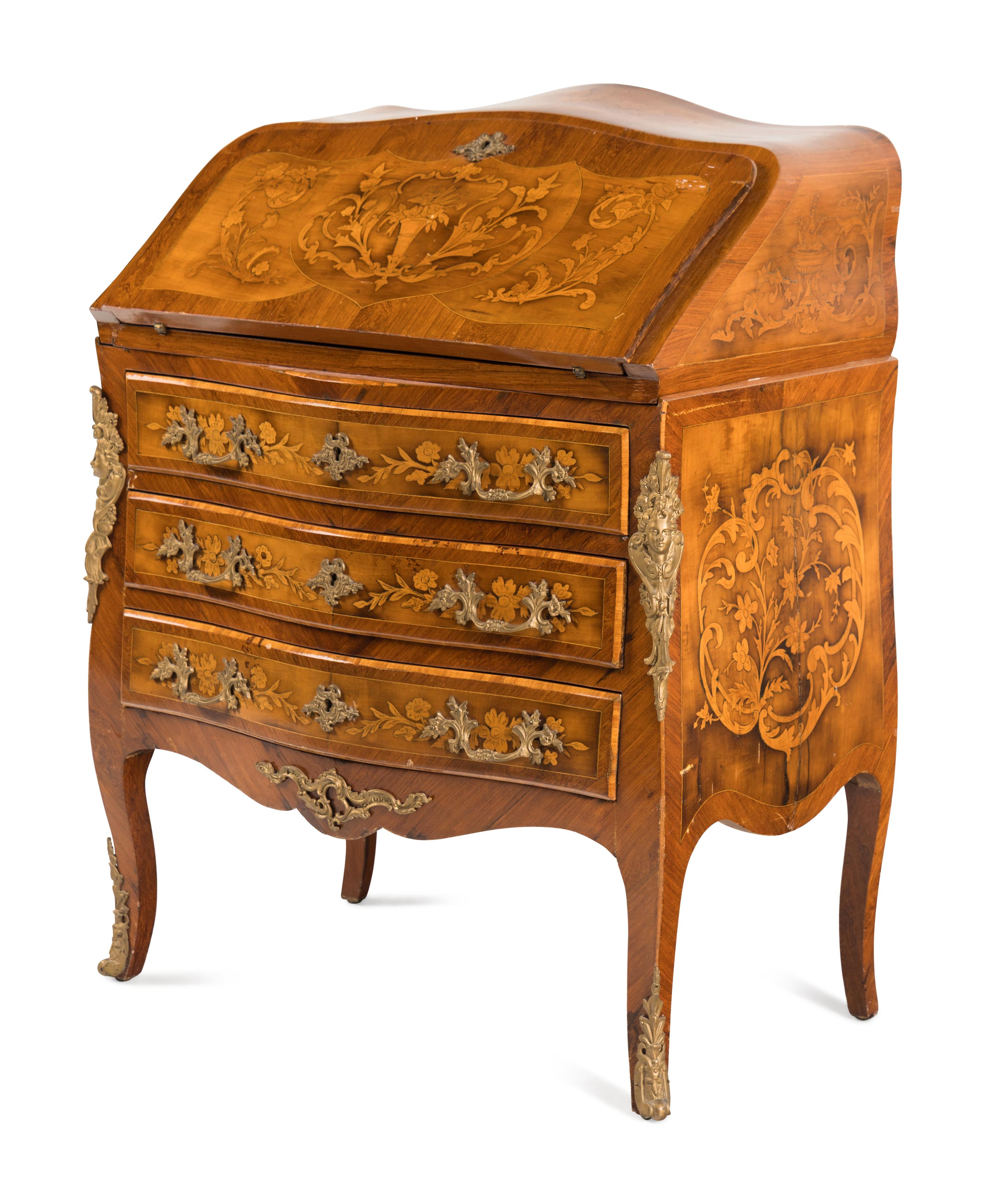 RELEASED TO OWNER -- An Italian Marquetry Slant-Front Bureau