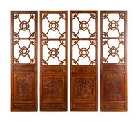 A Set of Four Chinese Softwood Door Panels