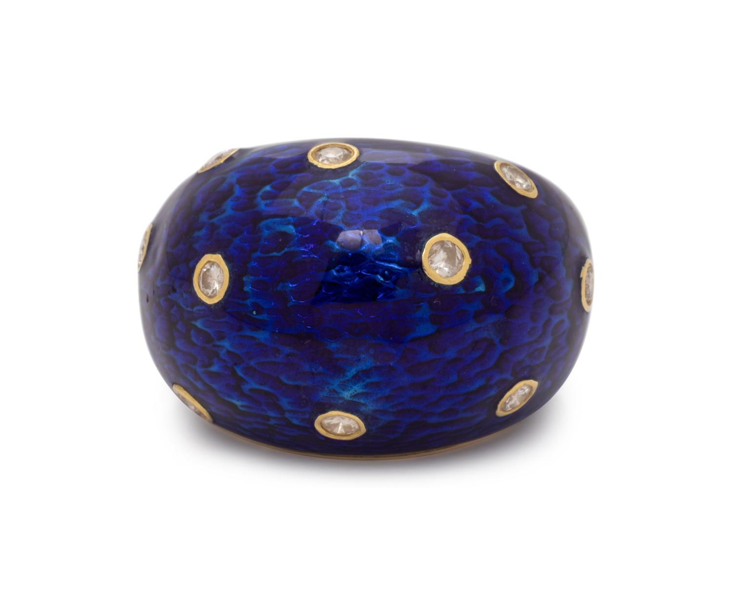 ENAMEL AND DIAMOND BOMBE RING