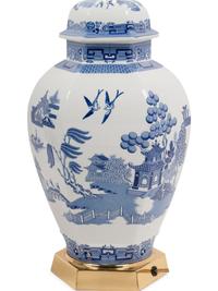 A Pair of Blue and White Porcelain Jars Mounted as Lamps