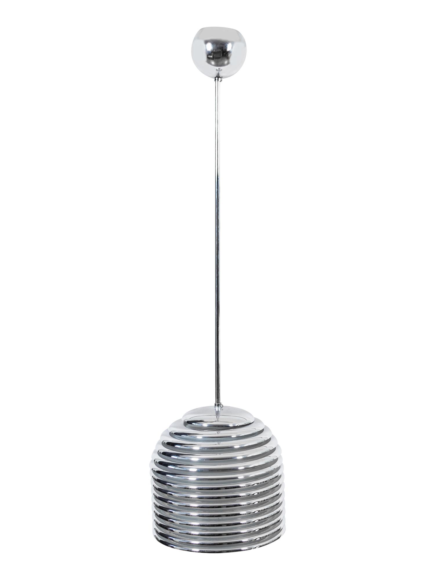 A Contemporary Chrome Beehive-form Pendant Light
