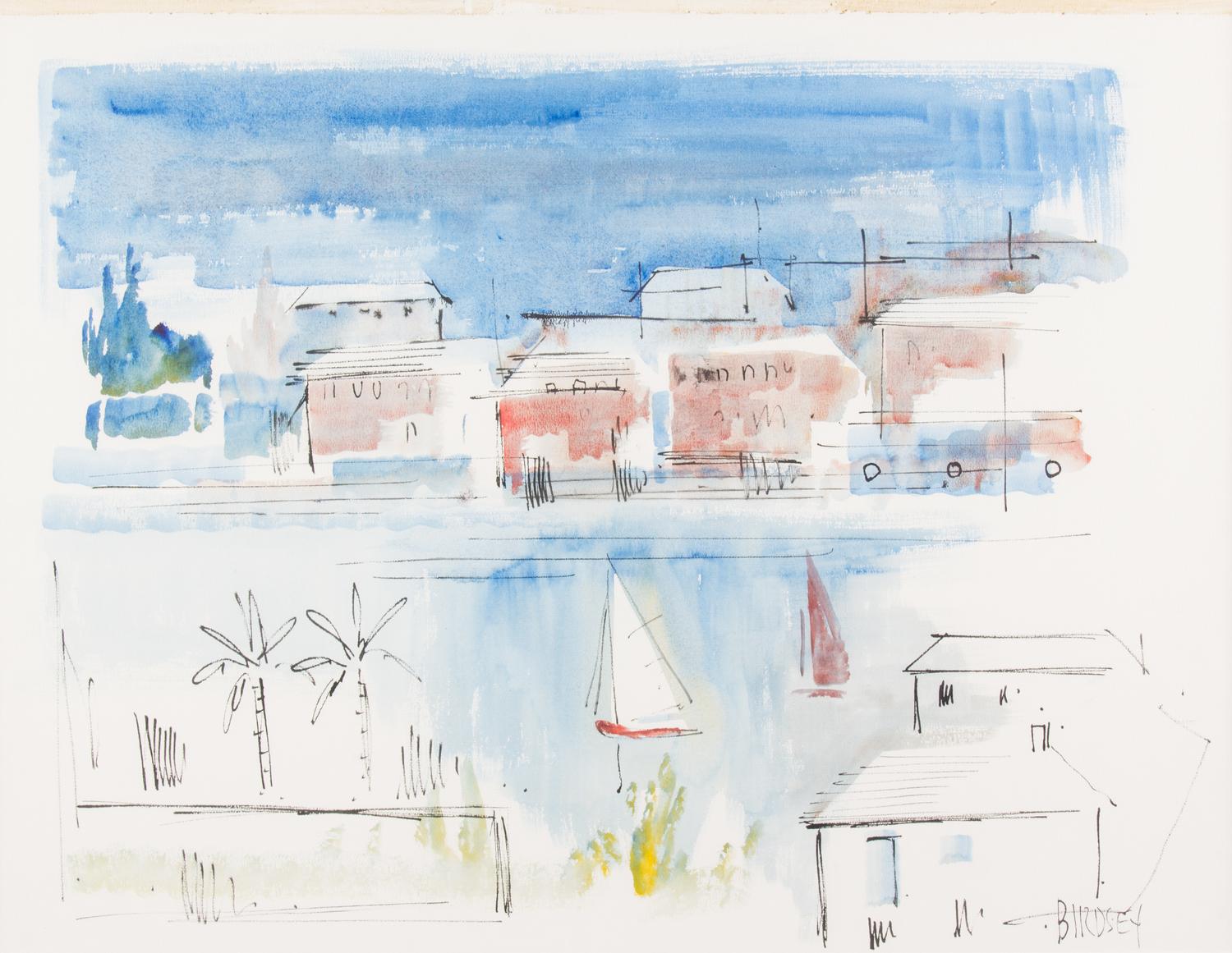 Alfred Birdsey, (British, 1912-1996), Harbor View and Horses (two works)