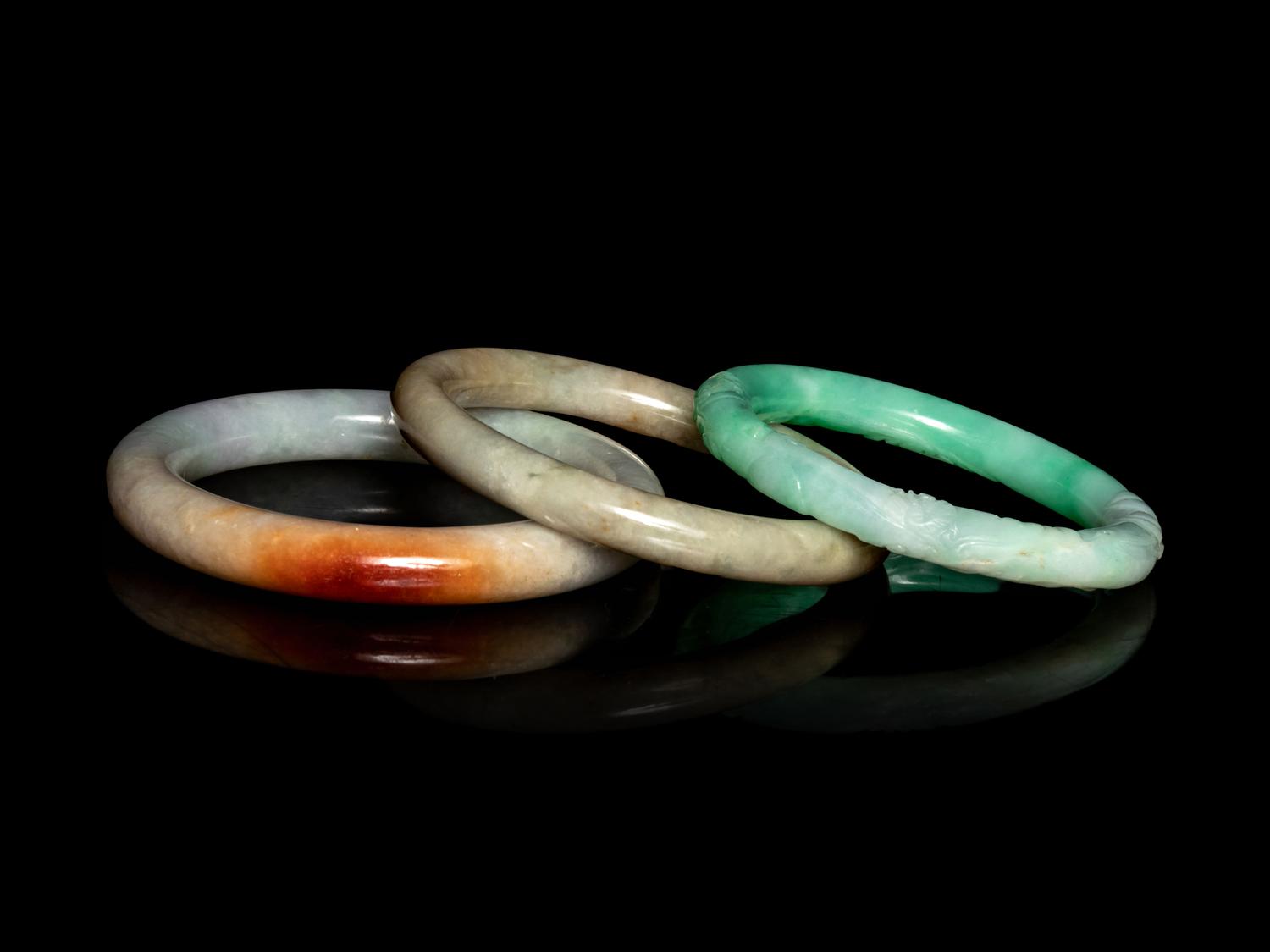 Three Chinese Jadeite Bangles