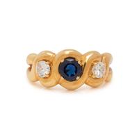 YELLOW GOLD, SAPPHIRE AND DIAMOND RING