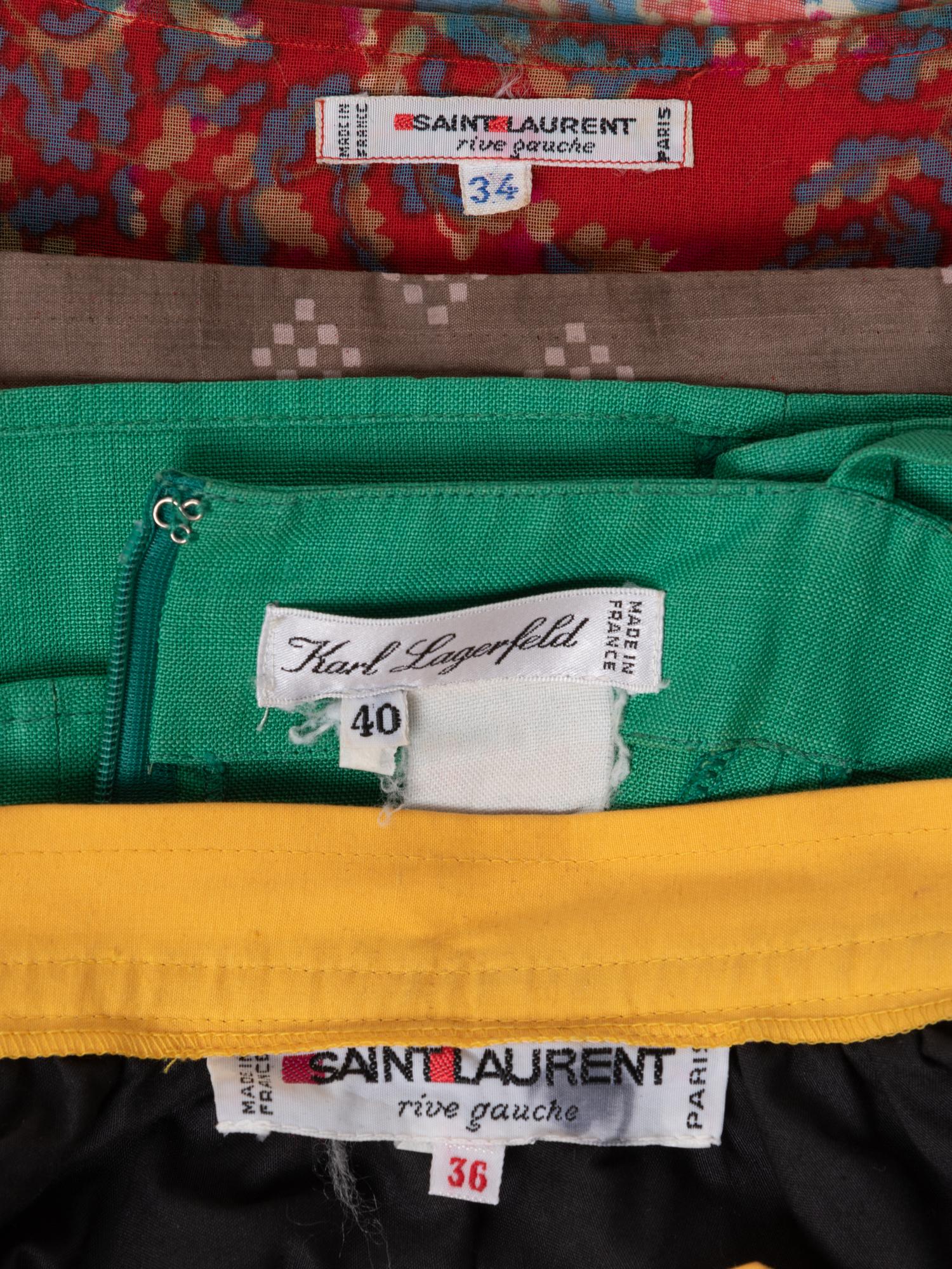 Four Designer Separates: Two Rive Gauche, One Karl Lagerfeld, and One Unlabeled, 1980s