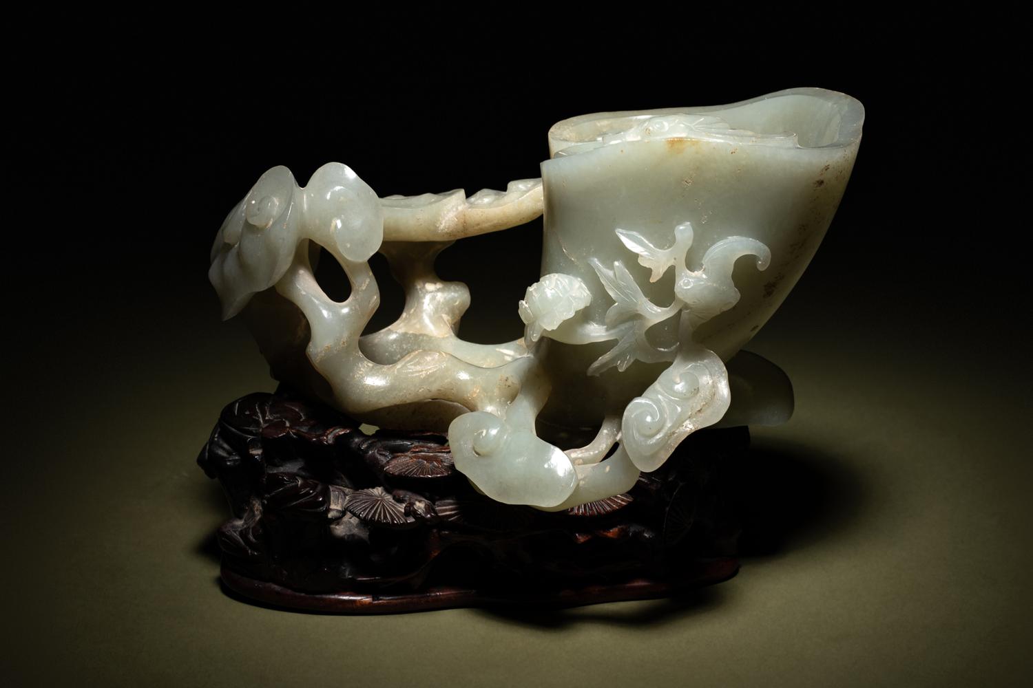 A Celadon Jade ‘ Lingzhi’ Libation Washer