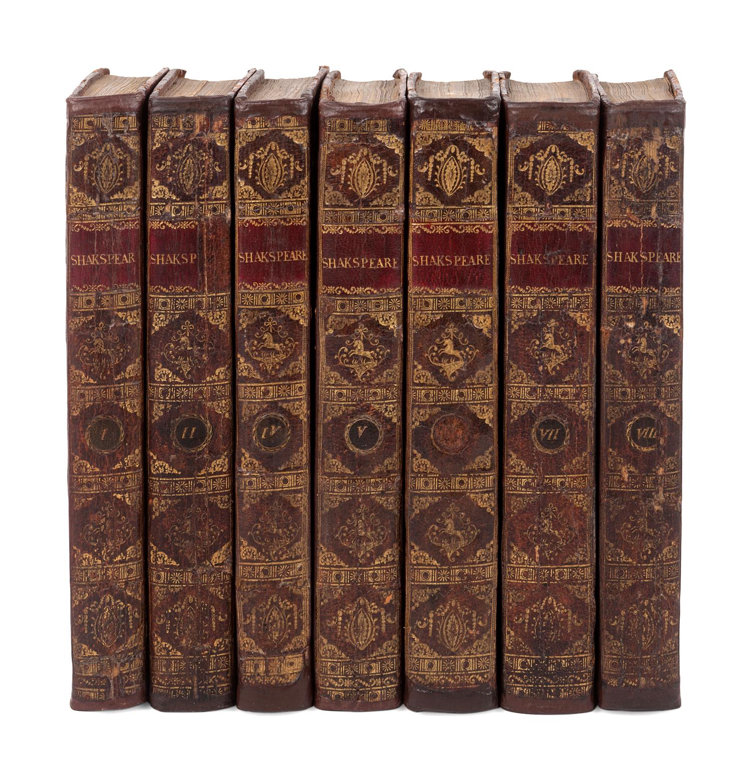 [BINDINGS]. SHAKESPEARE, William (1564-1616). Works. "The Plays." London: for Bellamy and Robarts, 1796.