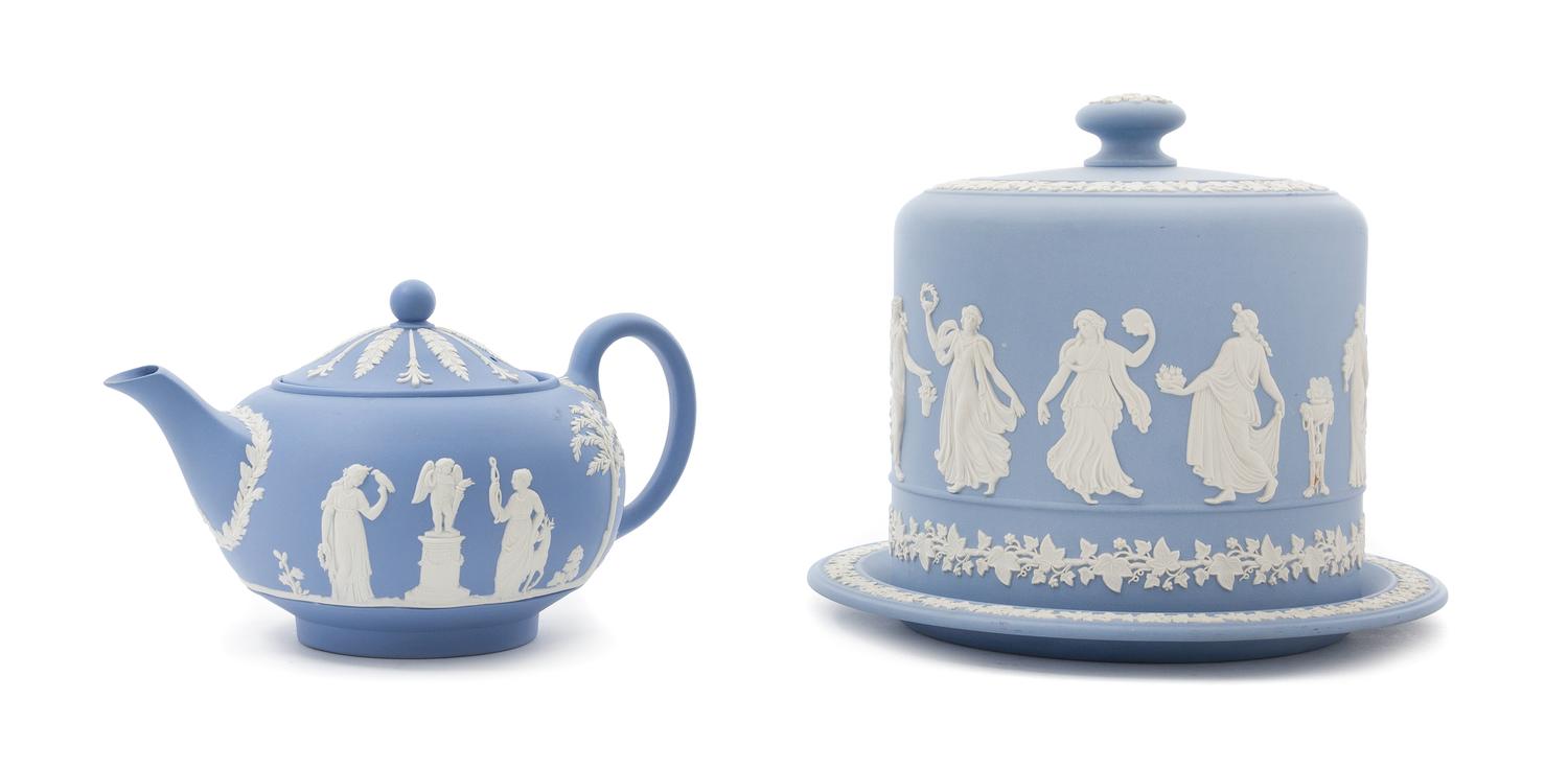 Two Wedgwood Jasperware Articles Height of cheese dome 8 1/4 inches.
