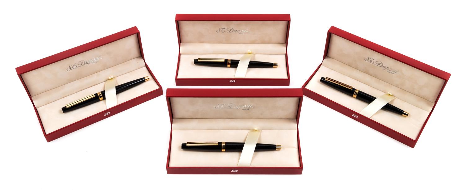 A Group of Four S.T. Dupont Ellipsis: Composite Noir Fountain Pens