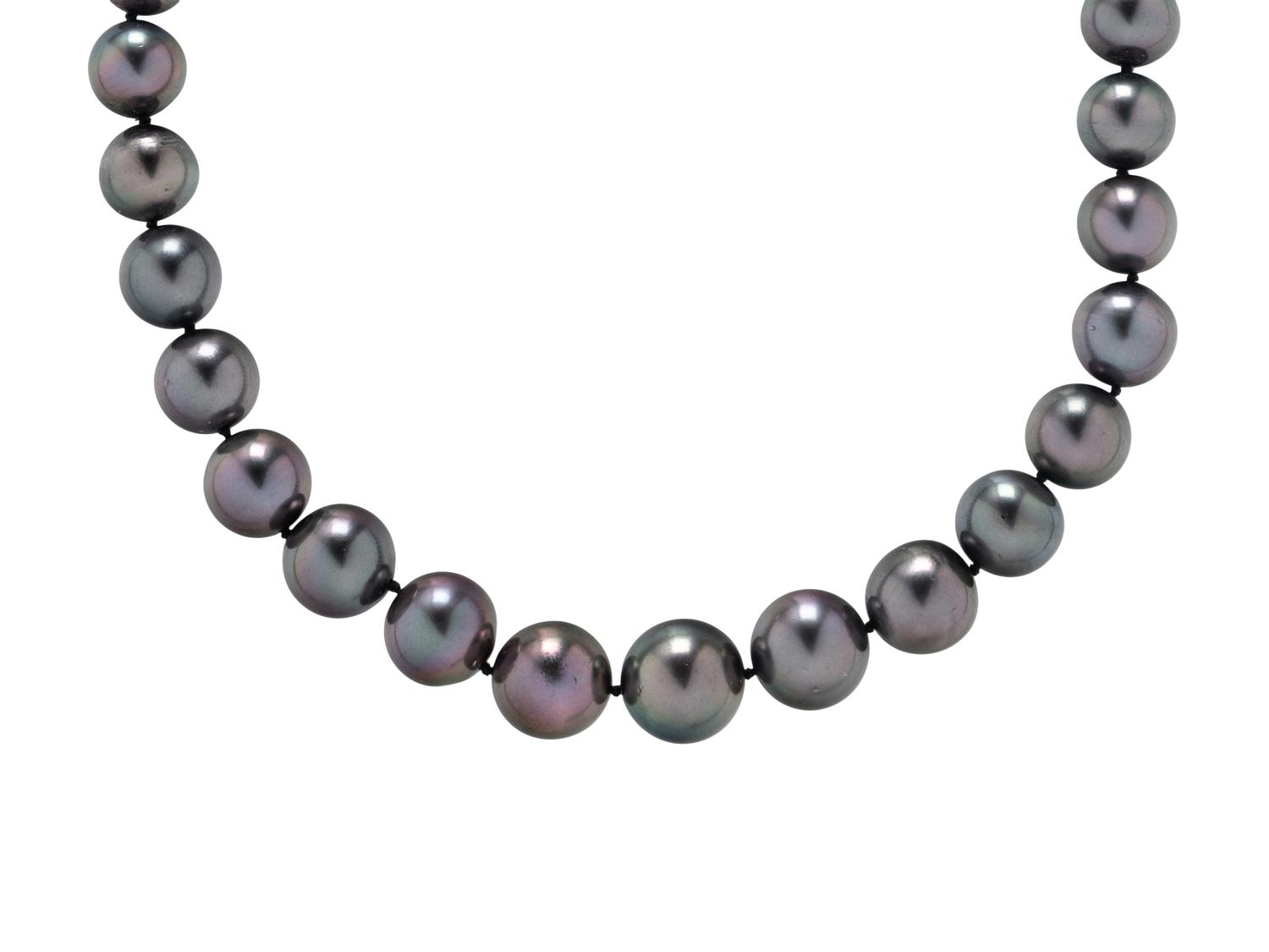 GRAY CULTURED PEARL AND DIAMOND NECKLACE
