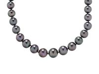 GRAY CULTURED PEARL AND DIAMOND NECKLACE