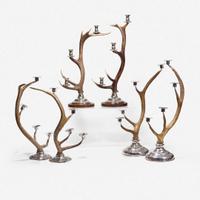 A Group of Six Antler Candelabra