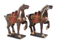 A Pair of Chinese Painted and Parcel Gilt Horses