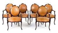 A Set of Twelve Louis XV Style Mahogany Dining Chairs Height 39 inches. — 20TH CENTURY