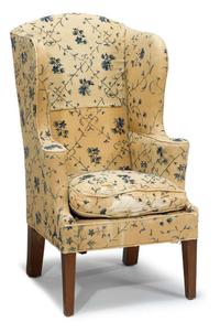 Federal child's upholstered mahogany easy chair new england, circa 1800