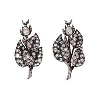 ANTIQUE, DIAMOND LEAF EARCLIPS
