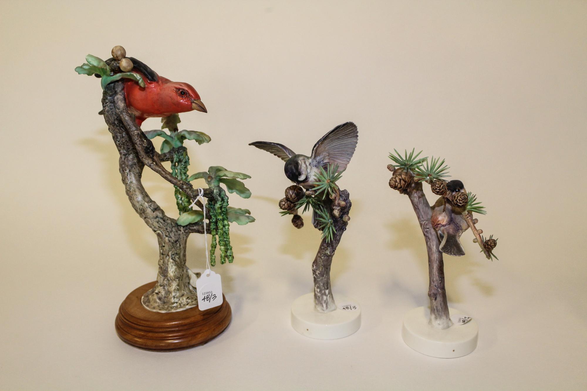 A Group of Three Royal Worcester Dorothy Doughty Birds. Height of tallest 12 inches.