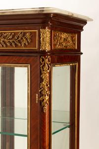 A Louis XVI Style Marble-Top Vitrine Cabinet