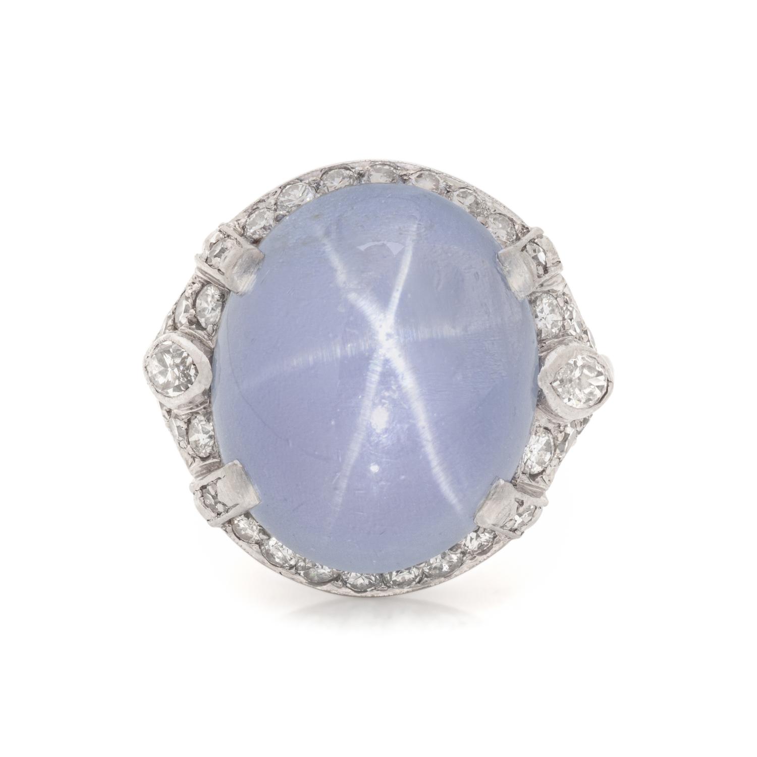 STAR SAPPHIRE AND DIAMOND RING
