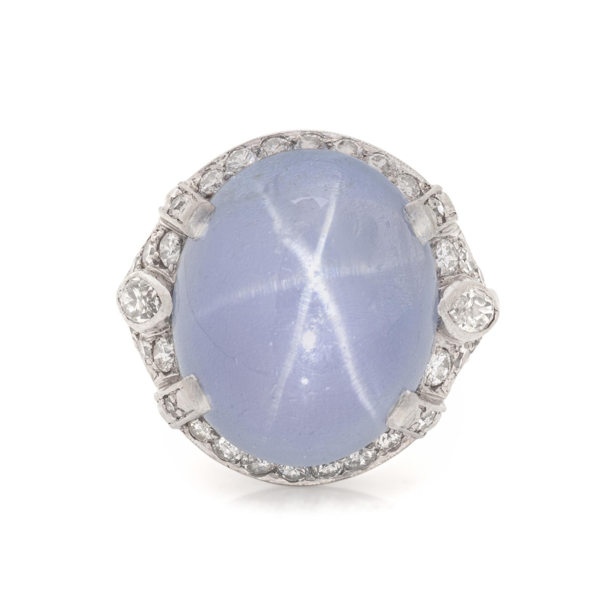 STAR SAPPHIRE AND DIAMOND RING