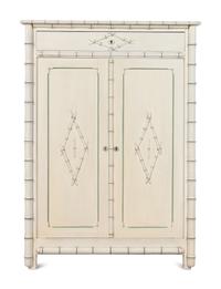 A Victorian White Painted Faux Bamboo Armoire