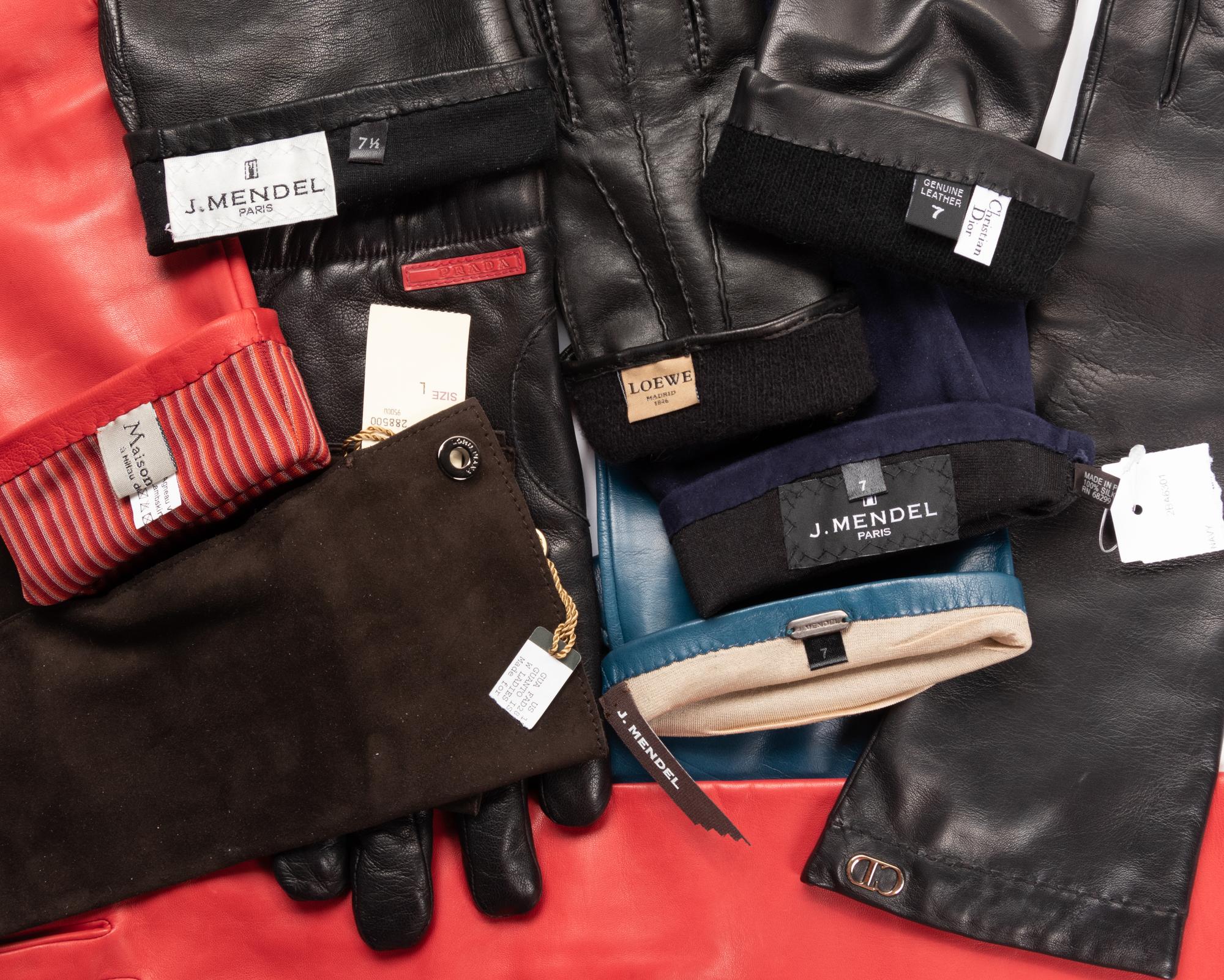 Eleven Pairs of Leather Gloves Including J. Mendel, Christian Dior, Prada, and Loro Piana