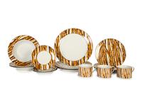 A Nicole Miller White Bamboo Pattern Porcelain Dinner Service by Sakura — Circa 1997