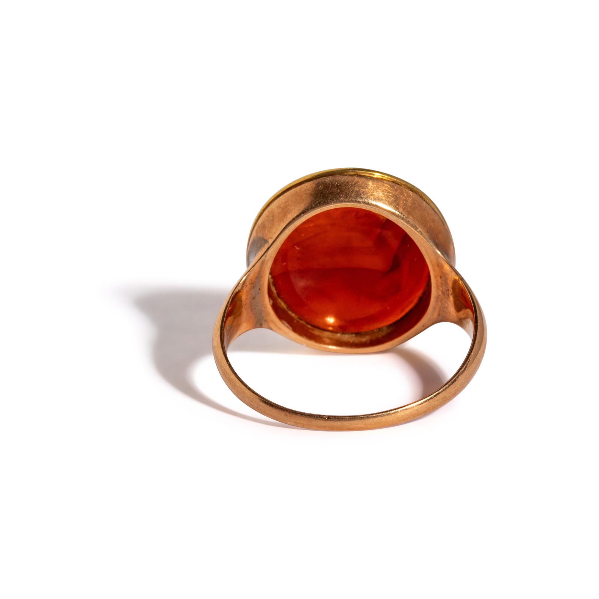 A Neoclassical Gold and Carnelian Finger Ring with a Portrait Head of the Roman Emperor Marcus Aurelius